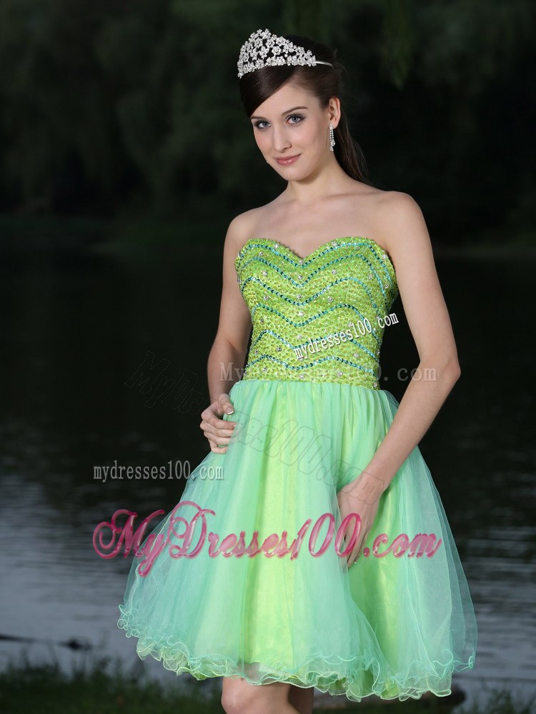 Sweetheart Neckline Beaded Decorate Bodice Green 2013 Prom / Cocktail Dress