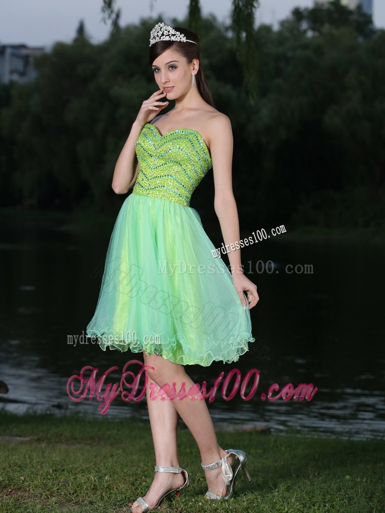 Sweetheart Neckline Beaded Decorate Bodice Green 2013 Prom / Cocktail Dress