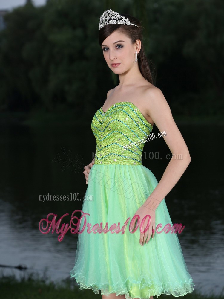 Sweetheart Neckline Beaded Decorate Bodice Green 2013 Prom / Cocktail Dress