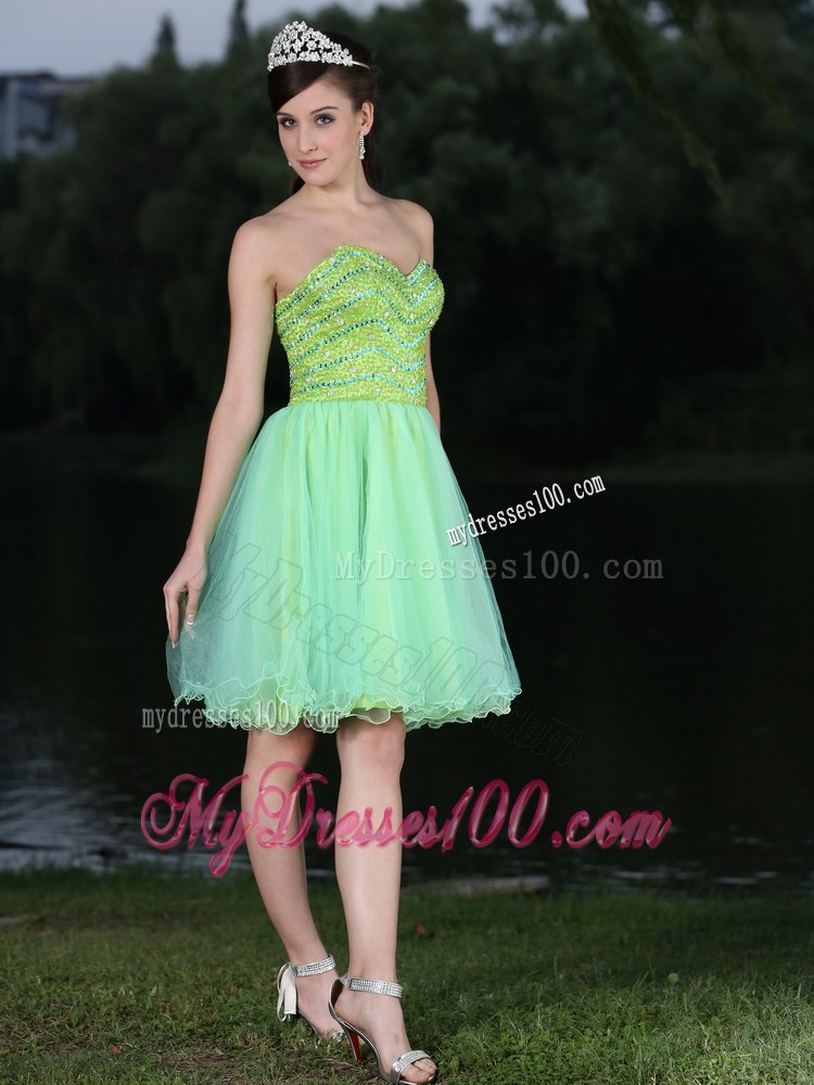 Sweetheart Neckline Beaded Decorate Bodice Green 2013 Prom / Cocktail Dress
