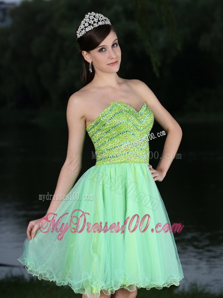 Sweetheart Neckline Beaded Decorate Bodice Green 2013 Prom / Cocktail Dress