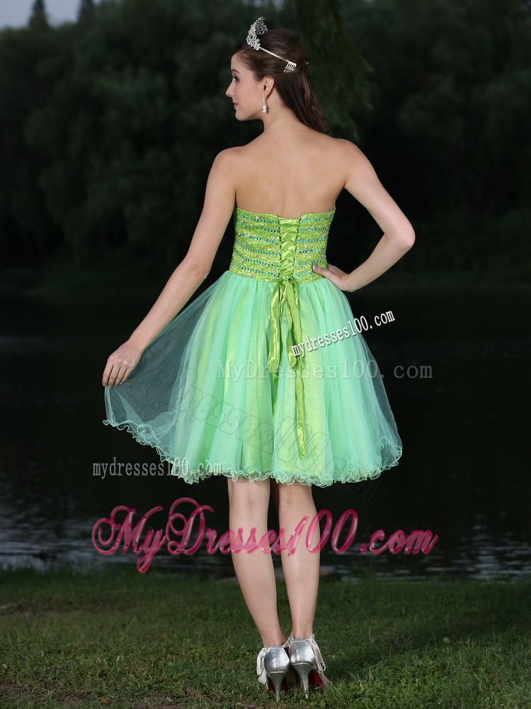 Sweetheart Neckline Beaded Decorate Bodice Green 2013 Prom / Cocktail Dress