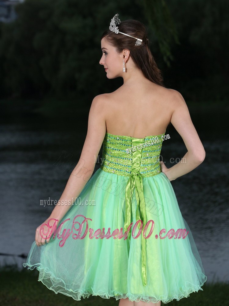 Sweetheart Neckline Beaded Decorate Bodice Green 2013 Prom / Cocktail Dress