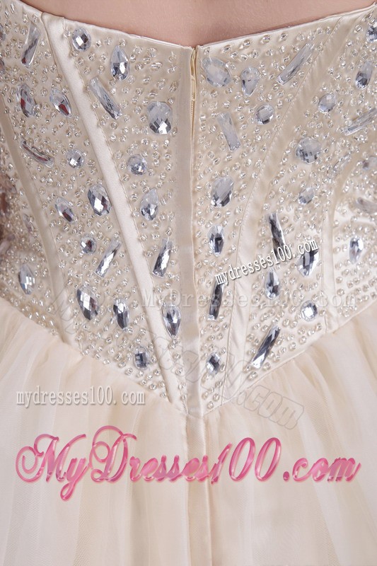 Champagne Sweetheart Short Beading Prom Cocktail Dresses