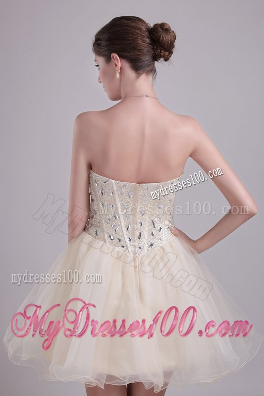 Champagne Sweetheart Short Beading Prom Cocktail Dresses