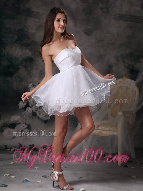Elegant White Sweetheart Mini-length 2013 Cheap Cocktail Dress