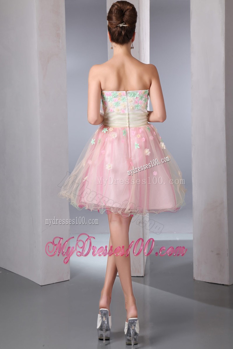 Cute Colorful Sweetheart Mini-length Appliques Cocktail Dress