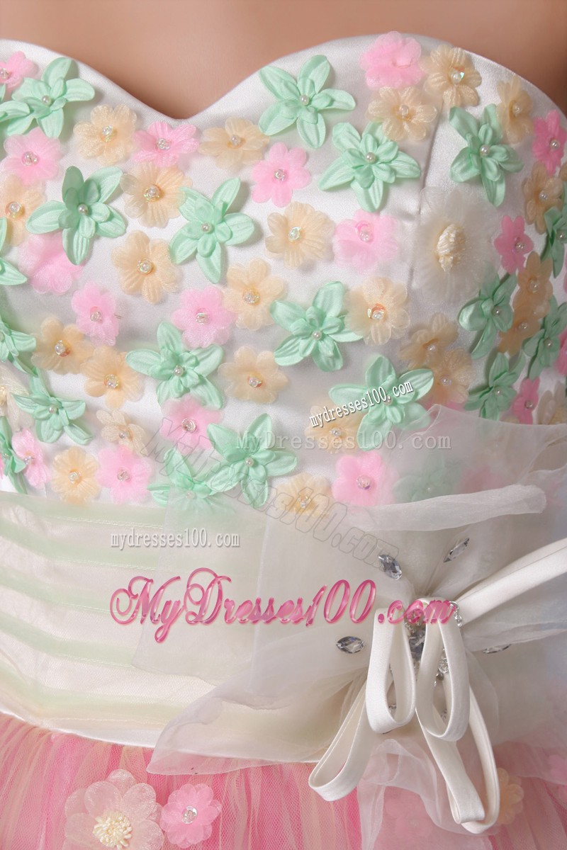 Cute Colorful Sweetheart Mini-length Appliques Cocktail Dress