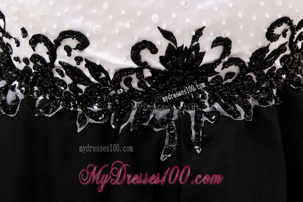 Cute Appliques Black and White Princess Sweetheart 2013 Cocktail Dress