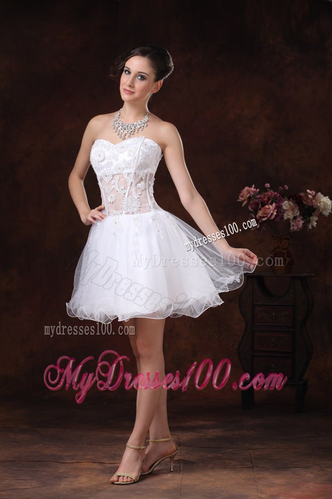 Cute Appliques Sweetheart Mini-length For 2013 White Cocktail Dresses