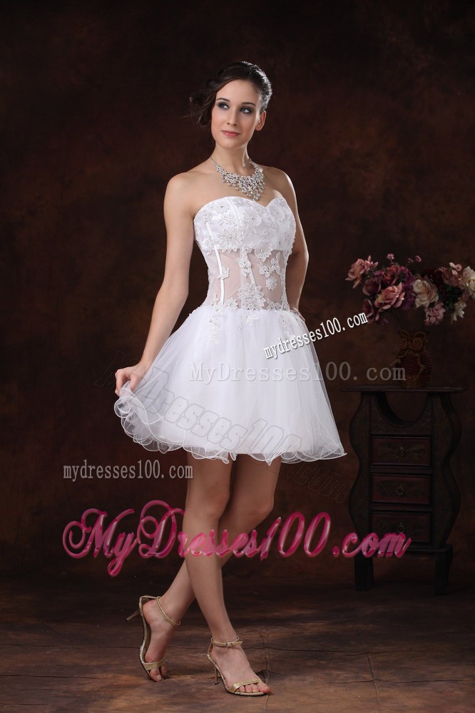 Cute Appliques Sweetheart Mini-length For 2013 White Cocktail Dresses