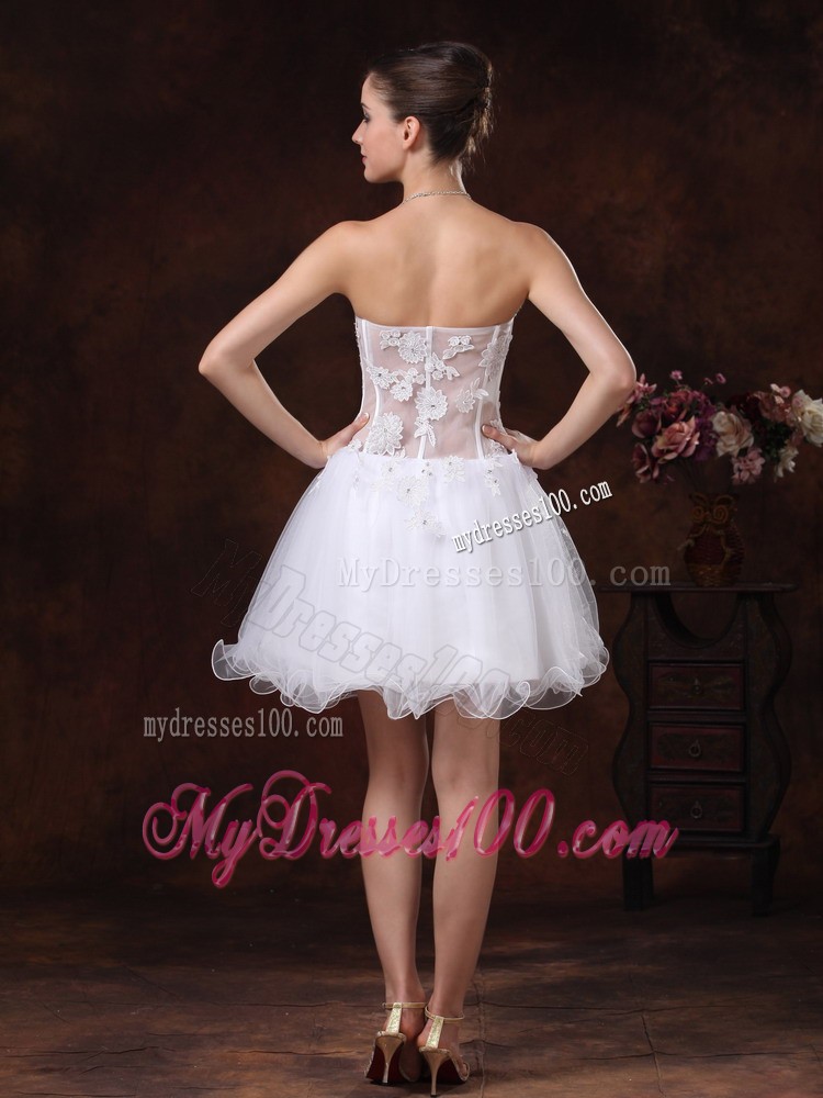 Cute Appliques Sweetheart Mini-length For 2013 White Cocktail Dresses