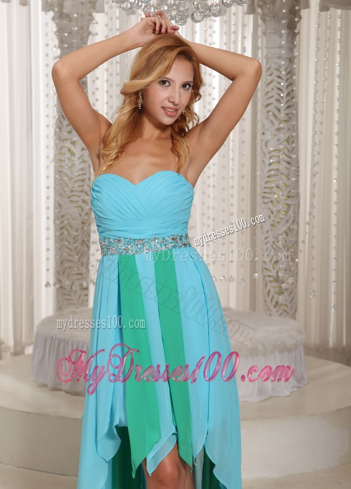 Asymmetrical Sweetheart Beaded 2013 Cocktail Dresses With Aqua Blue