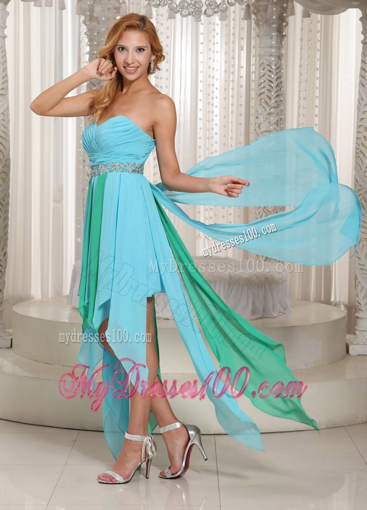 Asymmetrical Sweetheart Beaded 2013 Cocktail Dresses With Aqua Blue
