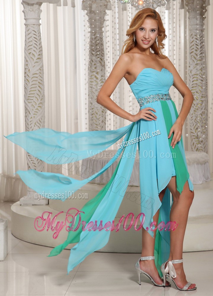 Asymmetrical Sweetheart Beaded 2013 Cocktail Dresses With Aqua Blue