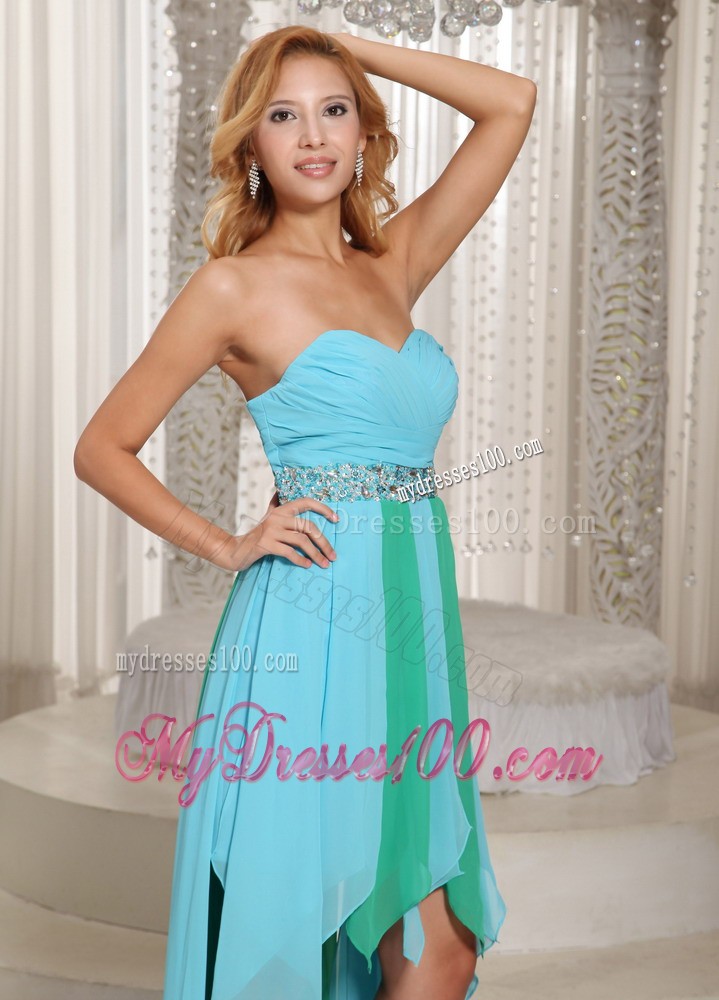 Asymmetrical Sweetheart Beaded 2013 Cocktail Dresses With Aqua Blue