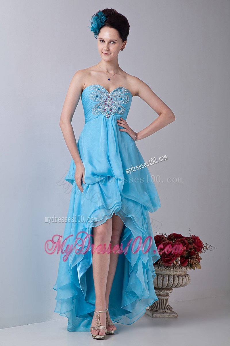 Baby Blue Empire Sweetheart 2013 Elegant Cocktail Dresses High-low