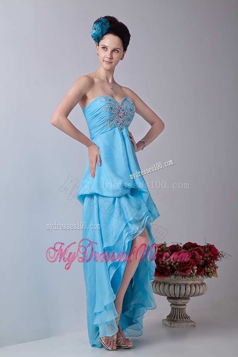 Baby Blue Empire Sweetheart 2013 Elegant Cocktail Dresses High-low