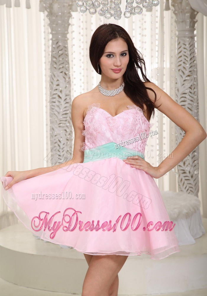 Pretty Baby Pink Sweetheart Mini-length Appliques Cocktail Dress