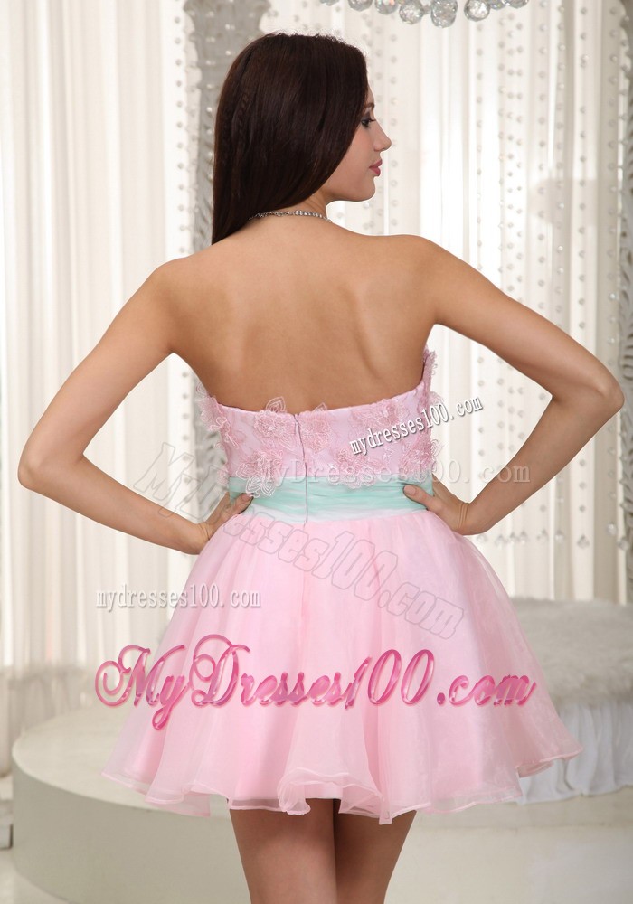 Pretty Baby Pink Sweetheart Mini-length Appliques Cocktail Dress