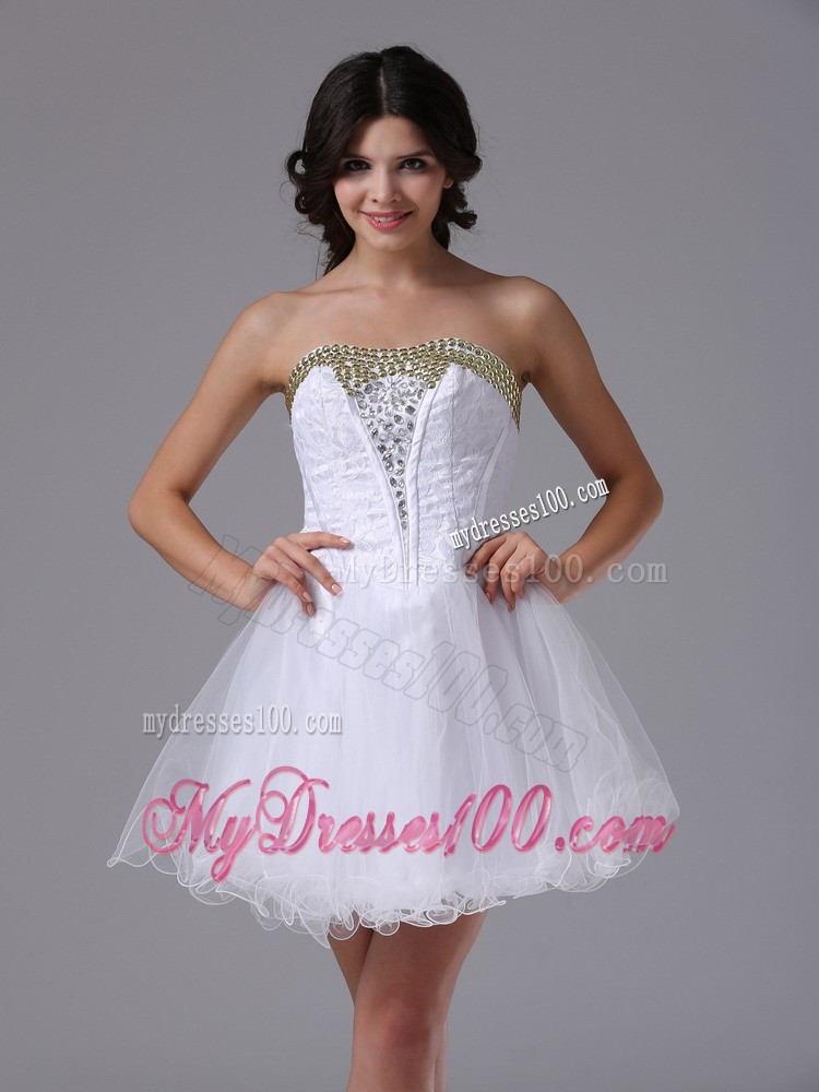 Pretty White Princess Short Cocktail Dresses With Beaded Custom Made