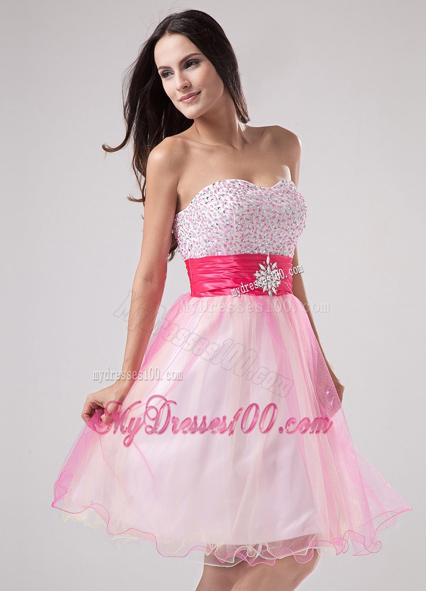 Beading Strapless Mini-length Princess Pink Beautiful Cocktail Dresses