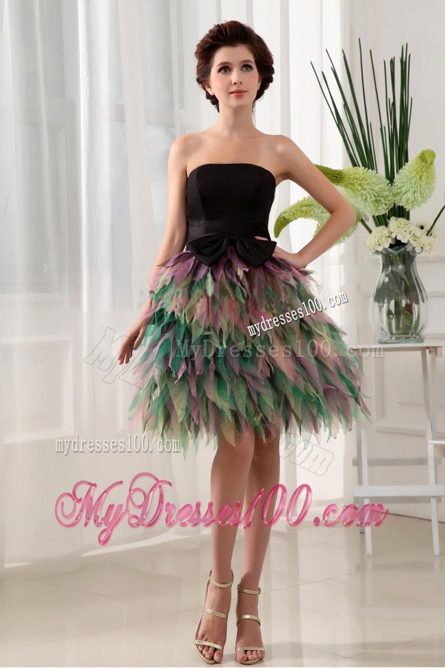 Colorful Prom Dress With Bowknot Ruffles For Custom Made