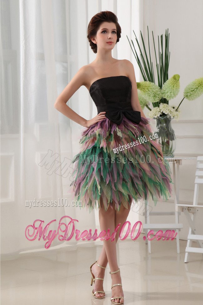 Colorful Prom Dress With Bowknot Ruffles For Custom Made