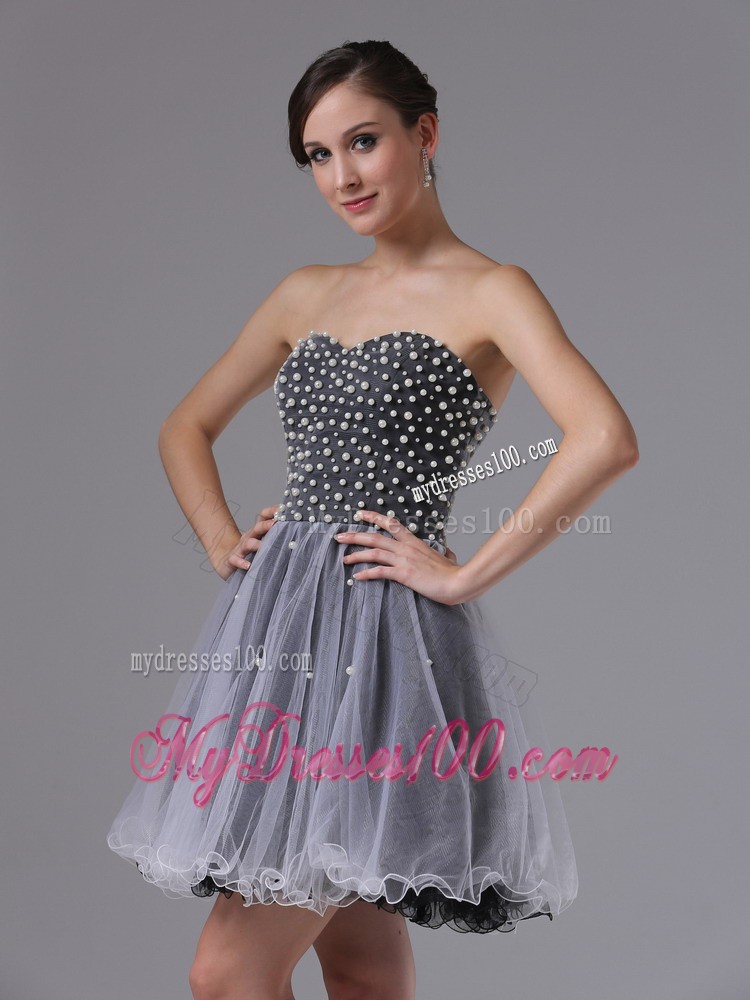 Custom Made Sweetheart Short Black Cocktail Dresses Beaded Bodice