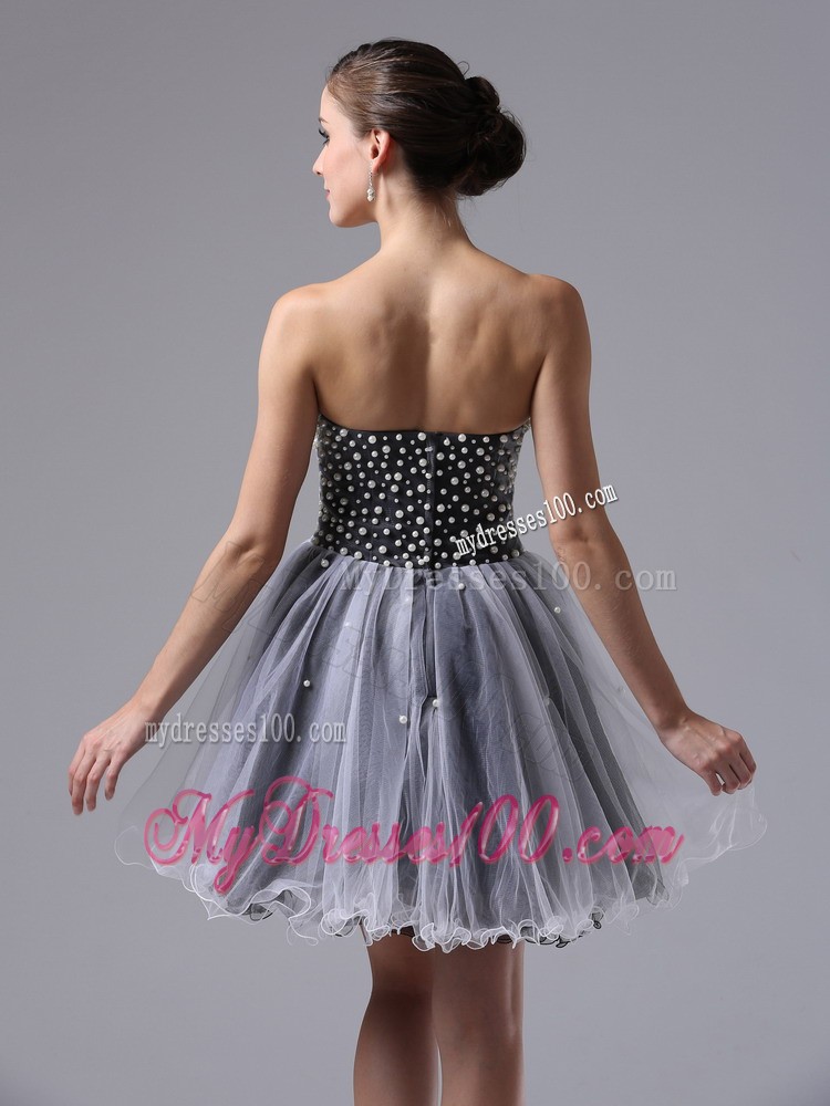 Custom Made Sweetheart Short Black Cocktail Dresses Beaded Bodice