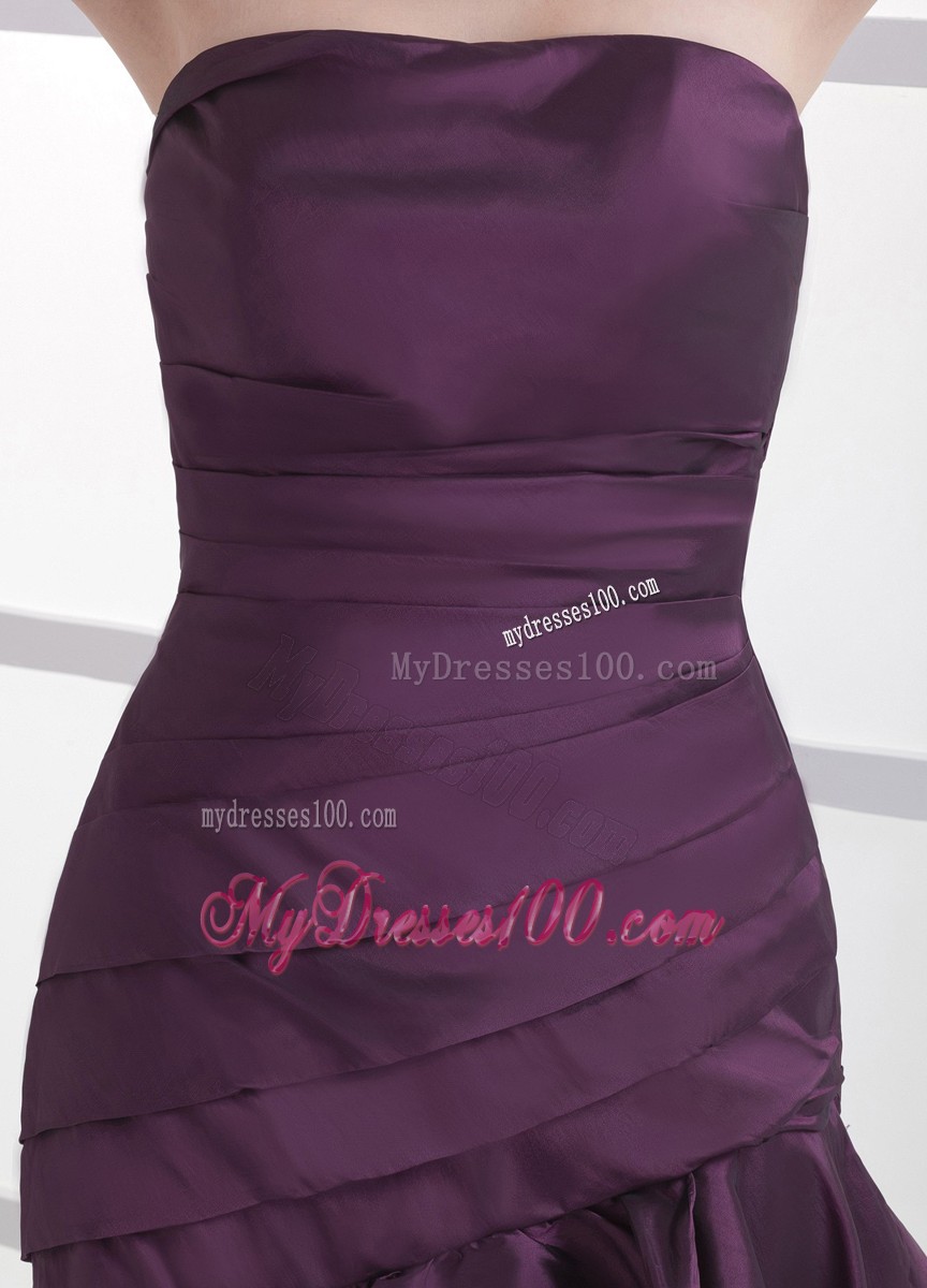 Dark Purple Prom / Cocktail Dress With Ruched Knee-length For Custom Made