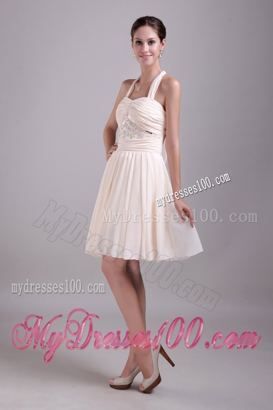 Elegant Empire Halter Knee-length Beading 2013 Summer Cocktail Dress