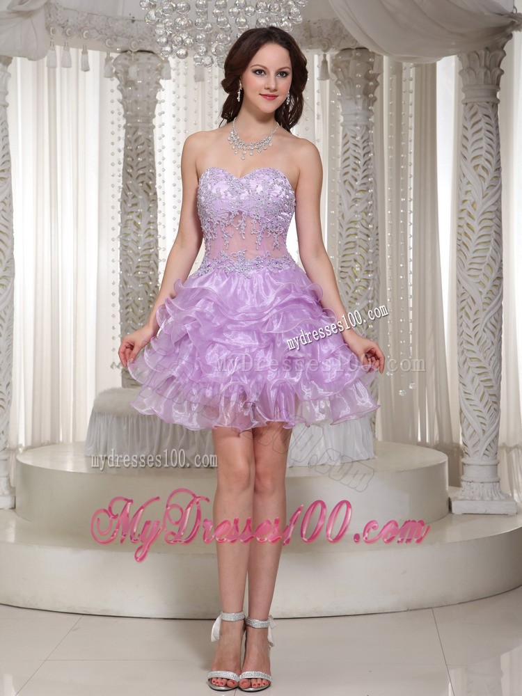 Sexy Sweetheart Mini-length Lavender Beaded Decorate Cocktail Dress