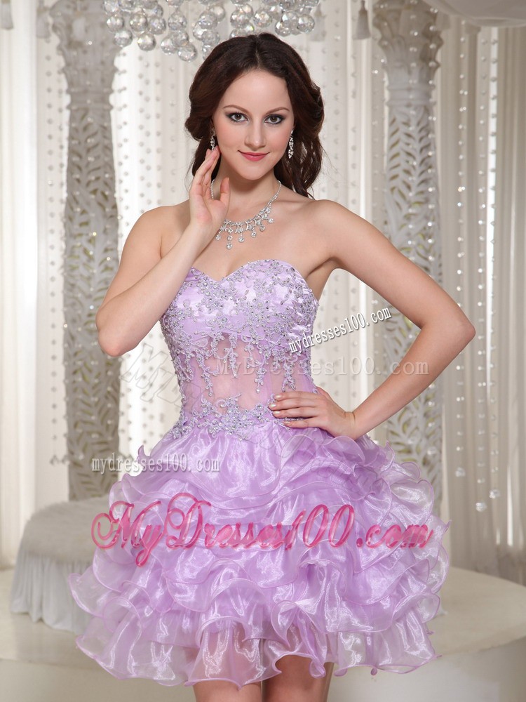 Sexy Sweetheart Mini-length Lavender Beaded Decorate Cocktail Dress