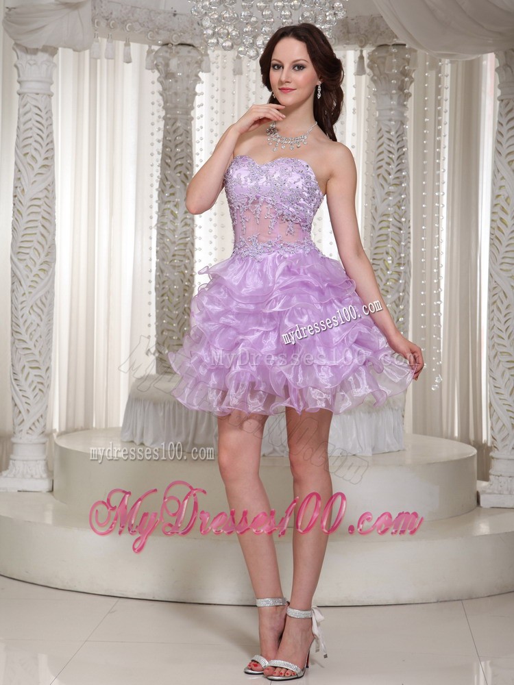 Sexy Sweetheart Mini-length Lavender Beaded Decorate Cocktail Dress