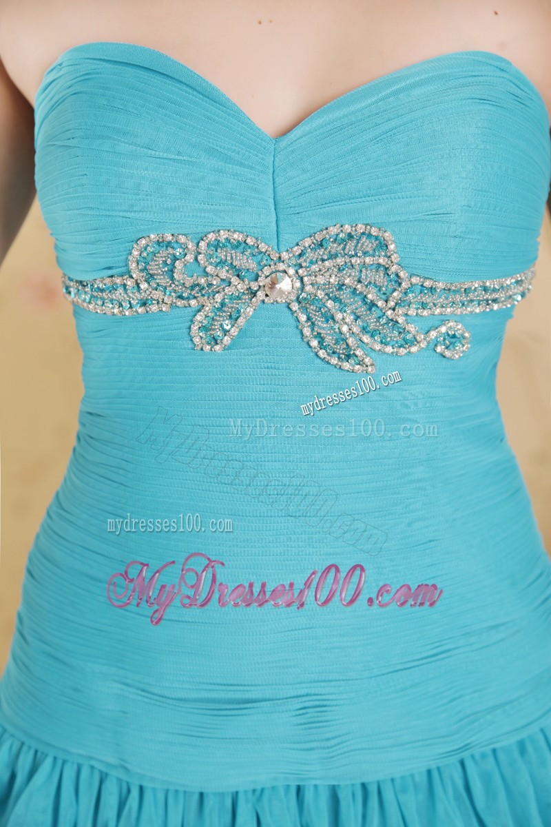Cute Aqua Blue Column Sweetheart Mini-length Beading Cocktail Dress