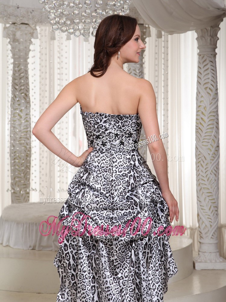 Zipper Up Leopard Strapless High-low Summer Prom Cocktail Dresses