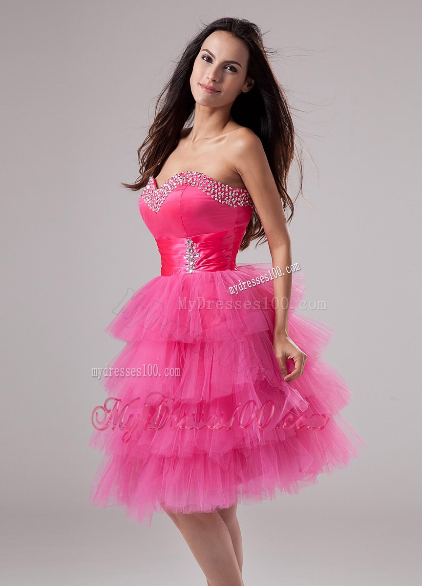 Lovely Pink Cocktail Dress Layers Sweetheart Beading In 2013 Summer