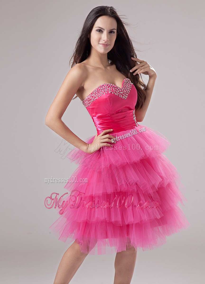 Lovely Pink Cocktail Dress Layers Sweetheart Beading In 2013 Summer