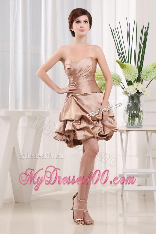 Modest Prom Cocktail Dress Sweetheart Champagne Mini-length