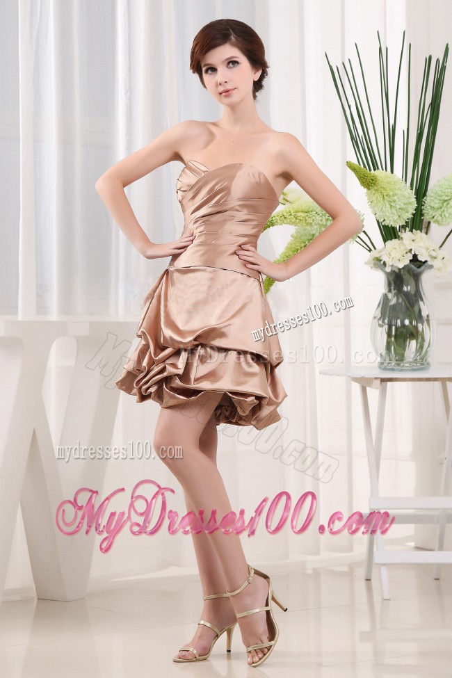 Modest Prom Cocktail Dress Sweetheart Champagne Mini-length