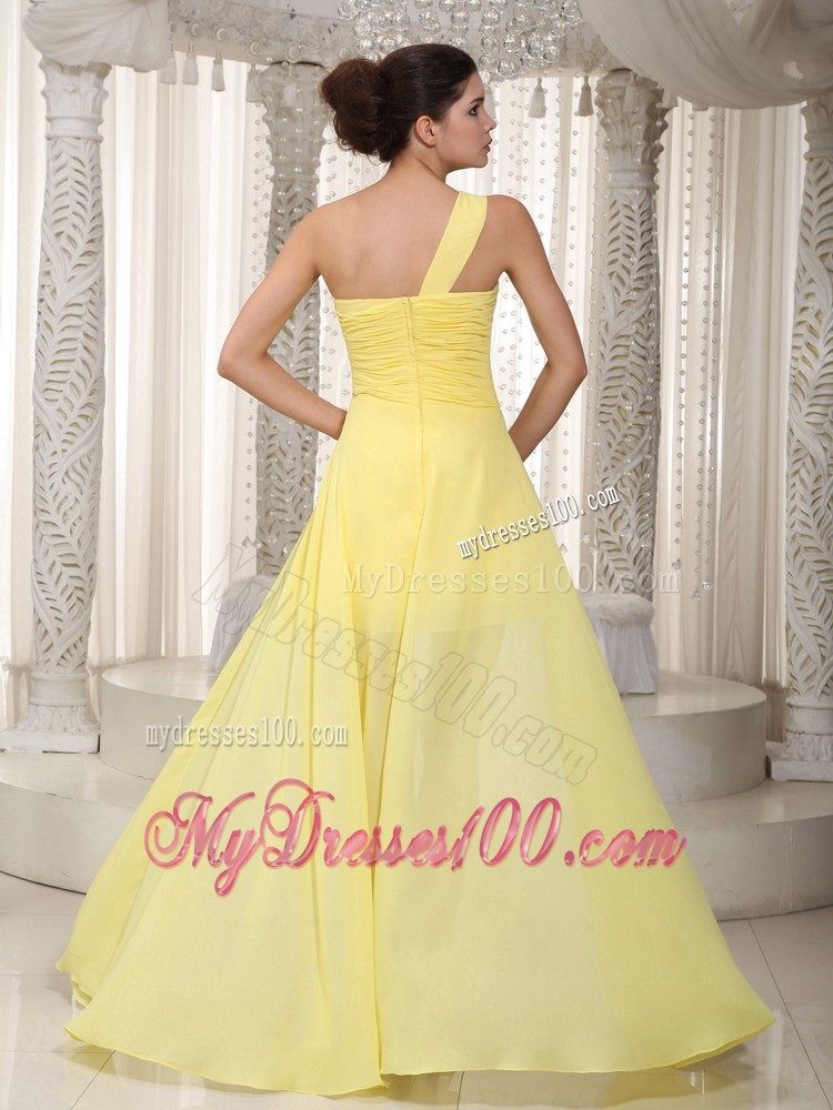 Yellow Princess One Shoulder High-low Beading Cocktail Dress