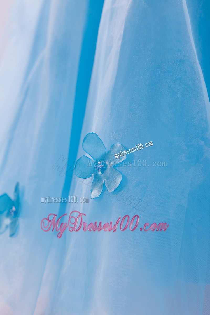 Baby Blue Princess Mini-length Cocktail Dress One Shoulder Appliques