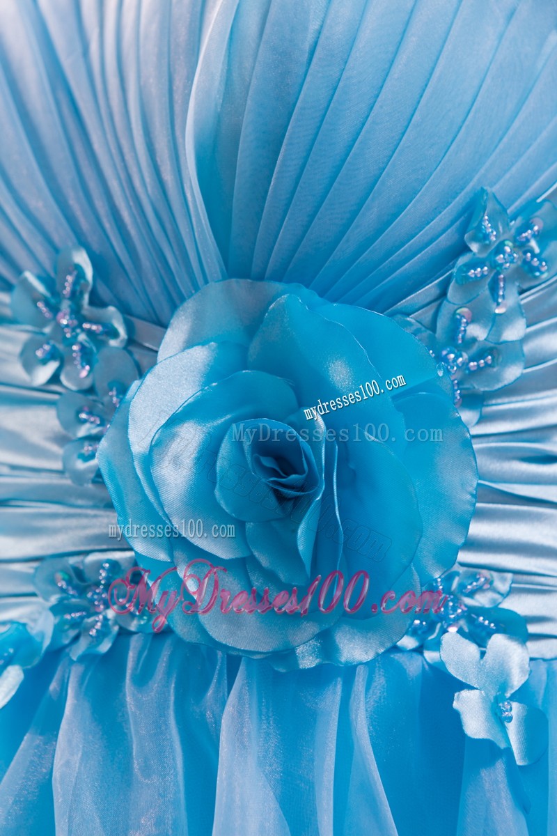 Baby Blue Princess Mini-length Cocktail Dress One Shoulder Appliques