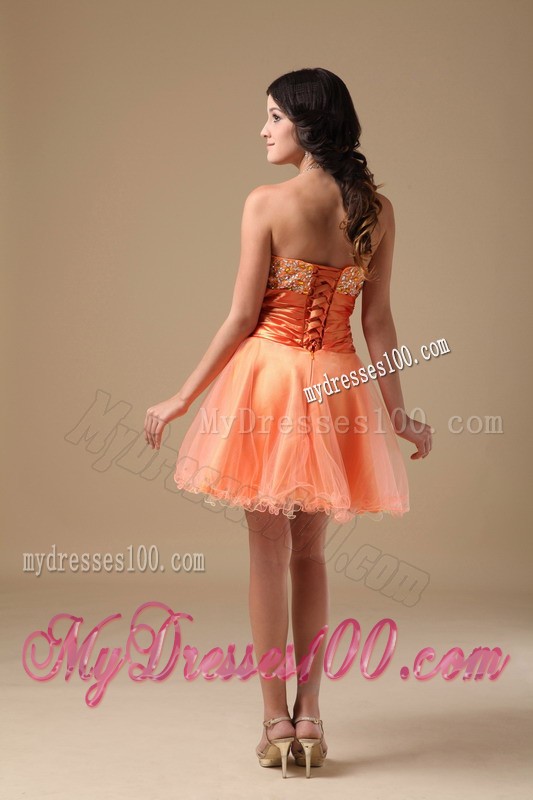 Orange Red Sweetheart Mini-length Beading 2013 Cocktail Dresses
