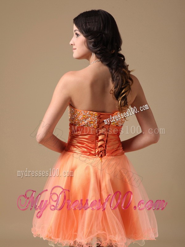 Orange Red Sweetheart Mini-length Beading 2013 Cocktail Dresses