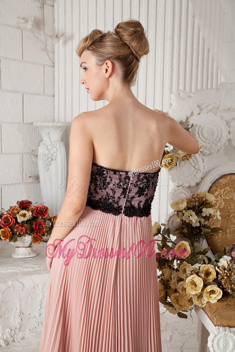 Empire Peach Pleated 2013 Cocktail Dresses Pink with Black Lace
