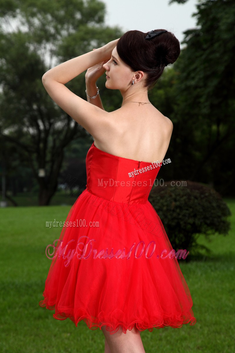 Pretty Red Princess Sweetheart Cocktail Dresses Beading Mini-length