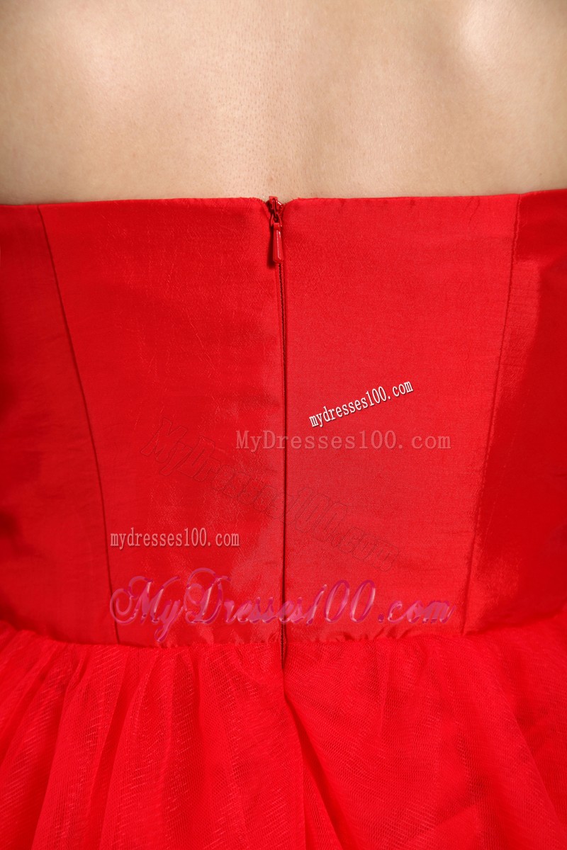 Pretty Red Princess Sweetheart Cocktail Dresses Beading Mini-length