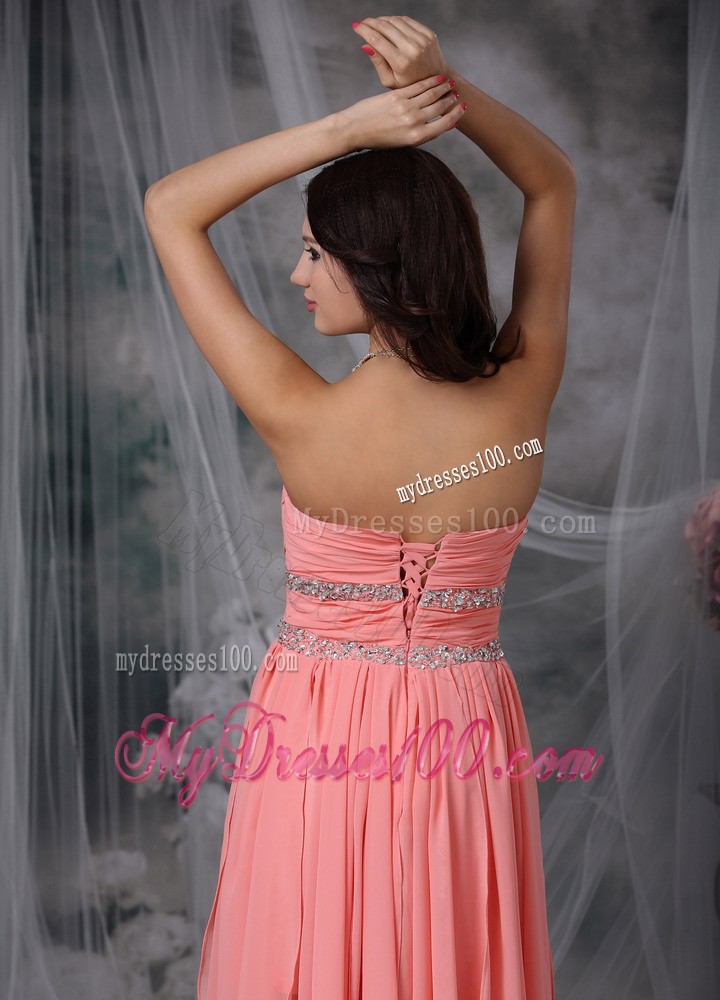 Watermelon Red Column Sweetheart High-low Beading Cocktail Dresses